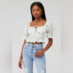 MinkPink Floral Puff Sleeve Top